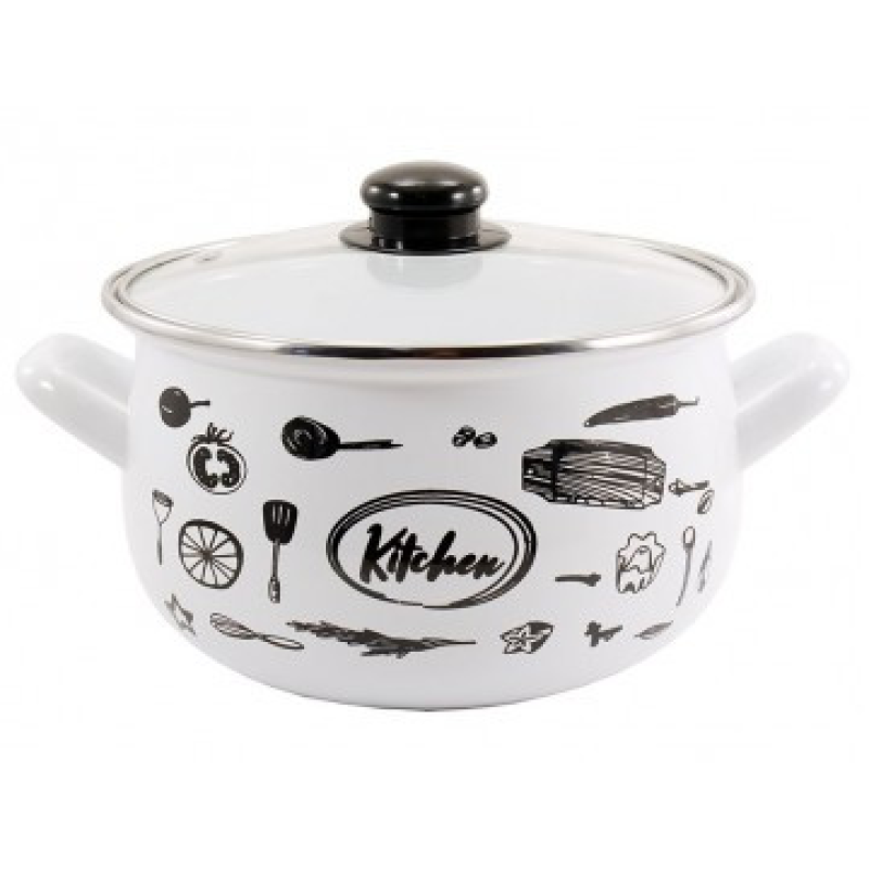 Каструля емальована 2,3л Interos Kitchen WHITE (704) Каструля емальована 2,3л Interos Kitchen WHITE (704)