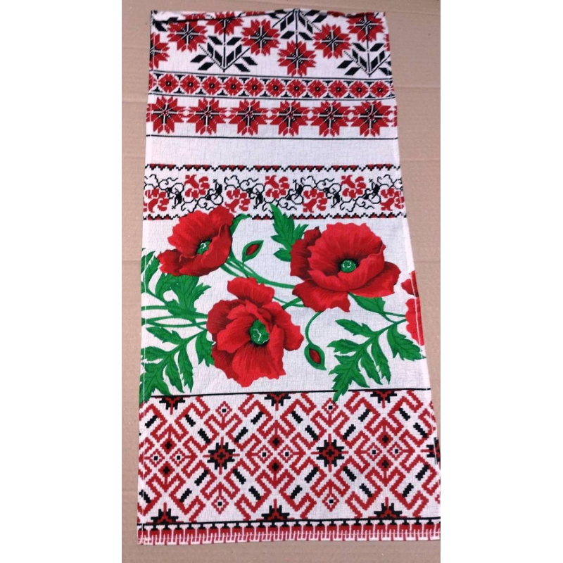 Кухонний рушник льон-рогожка “Маки“ 70х35см Кухонний рушник льон-рогожка “Маки“ 70х35см